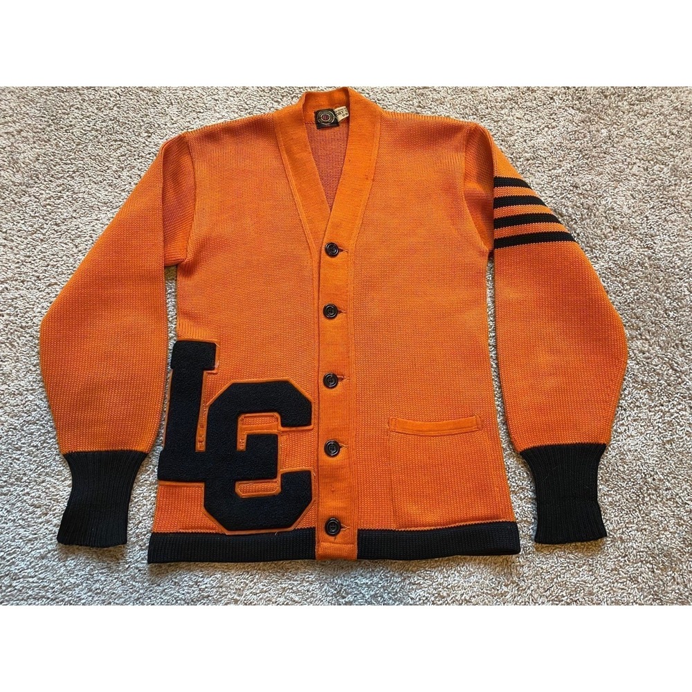 Vintage Varsity LC Letterman Sweater Shacket 1940s 1950s Cardigan 36 Academia 1